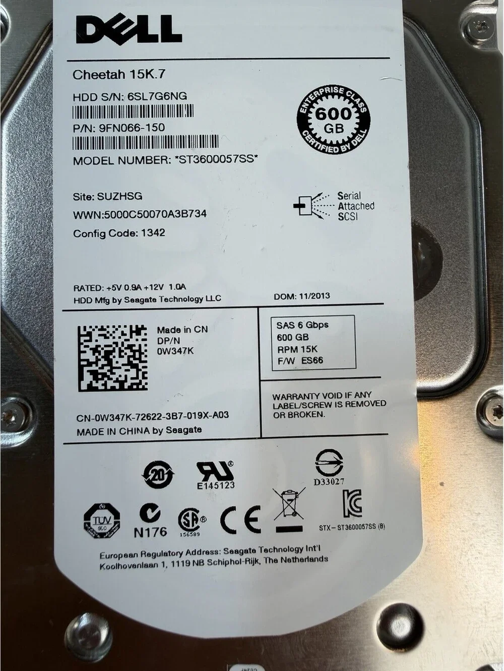 Dell SAS HDDs 6000GB (600GB x4) 15K for parts